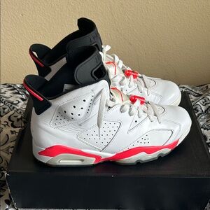 Men Jordan 6 infrared (2014)White and Hot Pink Basketball Sneakers